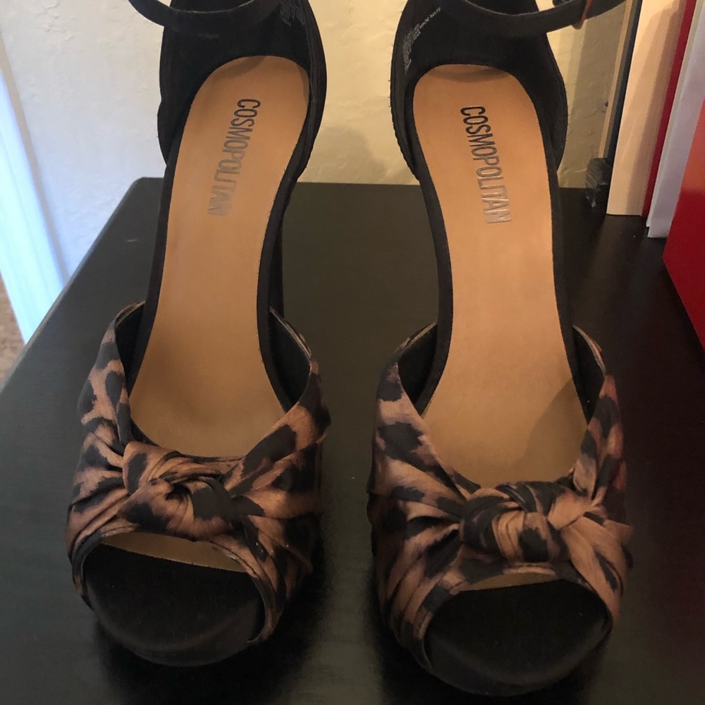Cosmopolitan Satjn Cheetah Print Heels